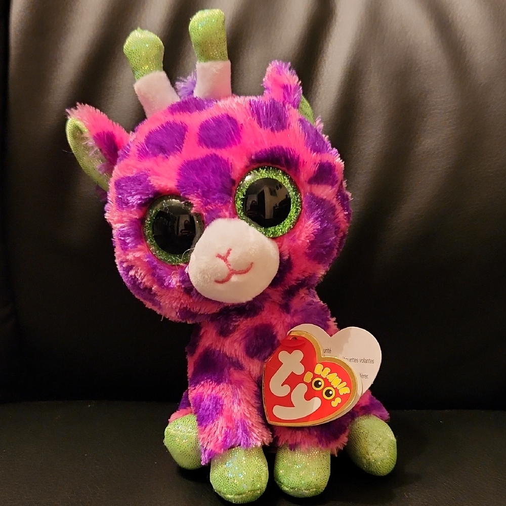 💚Ty Plush Giraffe, "Gilbert" - Purple and Green
